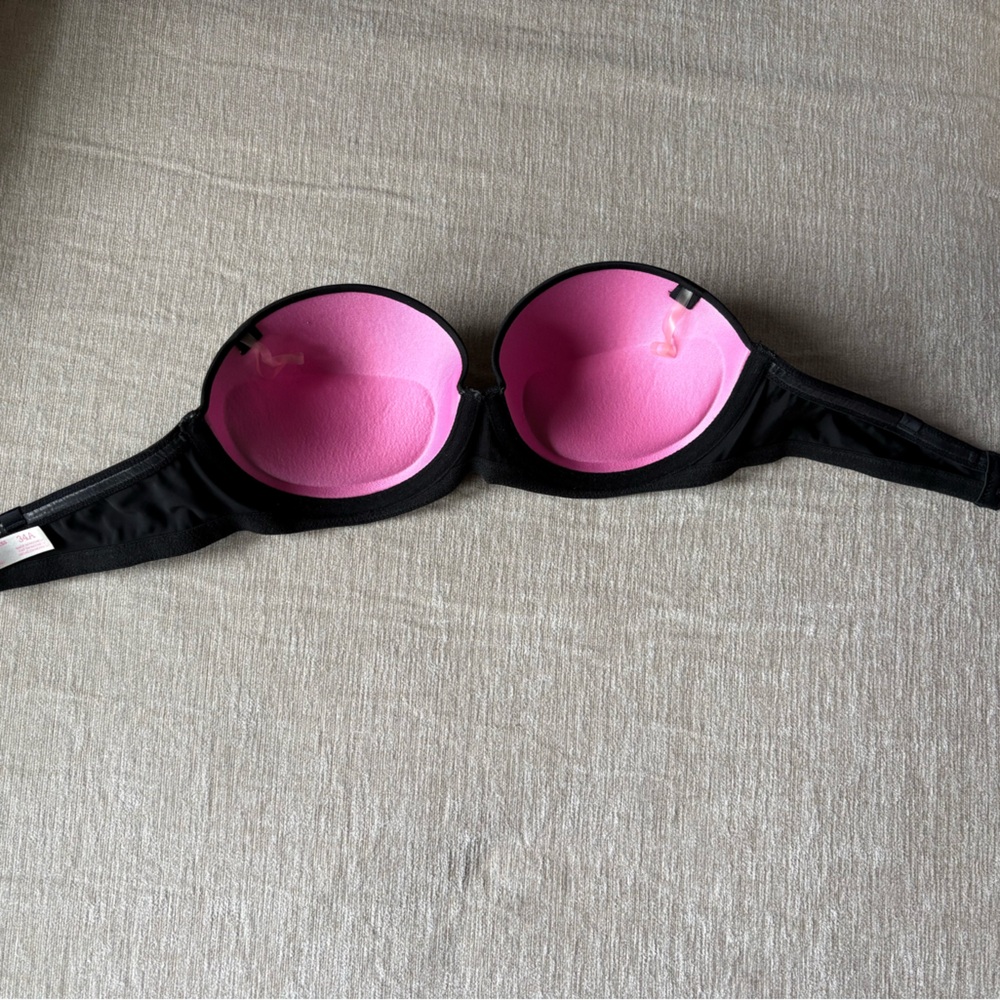 PINK Victoria's Secret Black Strapless Push-Up Bra 34A - Picture 2 of 6